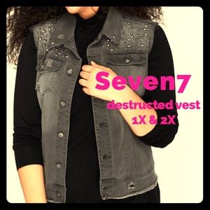Seven7 Melissa McCarthy Destructed Denim Vest PLUS